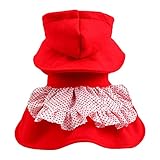 Clicitina Pet Cute Red Hooded Rock Thermal Holiday Puppy Costume Dress Pet Clothes SU653 (Red-F, XL)