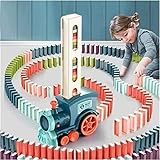 Domino Train Toy Set, Building Block Toy Building Blocks Domino Set, Automatic Domino Laying Electric Train with Sound, Domino Train Toy Geburtstag Weihnachten Geschenk Für Kinder Über -Blue||120Pcs