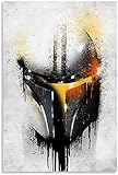 Iooie Leinwand Bilder Kunst Star Wars Mandalorian Graffiti Helm für Wohnzimmerdekoration Malerei Poster Druckt Gedruckte 23.6'x35.4'(60x90cm) Kein Rahmen