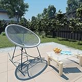 Gecheer Garten Schaukelstuhl Poly Rattan Schwingstuhl Relaxstuhl Korbsessel Modern Moonchair Gartenstuhl 72,5x77x90 cm Grau