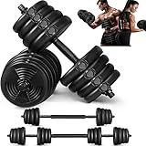 Verstellbare Hanteln Gewichte Kurzhantel Set: Freihanteln 15 20 30 kg Dumbbell ​Set Hantelset Professionell Hantel mit Verbindungsstahlrohr Gewichten - Fitnessgerät Dumbellset für Zuhause