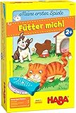 HABA 305473 - Meine ersten Spiele – Fütter mich! Zuordnungsspiel ab 2 Jahren für 1 – 5 Spieler mit 5 Holzfiguren zum Thema Haustiere, Spieldauer 5 min, vermittelt Regelverständnis an Kleinkinder