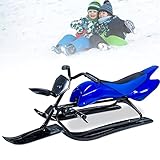 ZZAMG Blauer Snow Racer Schlitten, Winter-Rennrodel mit Bremsen und Lenkrad, Sport-Rennschlitten für Erwachsene, Kinder ab 4 Jahren