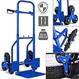 MASKO® Treppenkarre Sackkarre 200kg Transportkarre Treppensteiger Stapelkarre, klappbar Treppensackkarre Hartgummireifen | Kunststoff Griffe | Stahl Rahmen | Blau