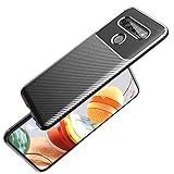 NALIA Design Case kompatibel mit LG K61 Hülle, Ultra-Slim Carbon Look Stylische Handyhülle Stoßfeste Silikon Schutzhülle, Dünne Handy-Tasche Phone Cover Bumper Soft Skin TPU Etui Kratzfest - Schwarz