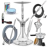 Little Dragon® Shisha Set Komplett + Glasschlauch Set - Shisha 2 Anschlüsse + edles Shisha Zubehör - Grandioser Durchzug und genialer Geschmack - Wasserpfeife 71cm mit Klick System & Closed Chamber