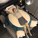 TinGiFu Snorlax Plüschbezug (ohne Füllung) Riesen Ungefüllter Snorlax Sitzsack Snorlax Kissen Tierbezug mit Reißverschluss für Freundin Geburtstag Snorlax Bett (150CM, lächelndes Gesicht)