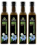 Kräuterland - Bio Schwarzkümmelöl ungefiltert - 1 Liter (4x 250ml) - 100% rein, schonend kaltgepresst, ägyptisch, nigella sativa, vegan - Frischegarantie: täglich mühlenfrisch direkt vom Hersteller