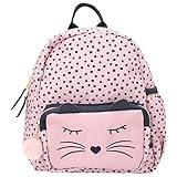 Depesche 11915 Princess Mimi - Rucksack in hellem Rosa, Punkte-Muster, einem Katzen-Gesicht und kleinen Öhrchen, Daypack mit Hauptfach, Fronttasche, gepolsterten Trägern und einem Plüsch-Anhänger