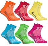 Rainbow Socks - Jungen Mädchen Sneaker Bunte Baumwolle Sport Socken - 6 Paar - Orange Rot Gelb Blau Grün Rosa - Größen 30-35