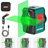 HYCHIKA BETTER TOOLS FOR BETTER LIFE Kreuzlinienlaser 45M, Selbstnivellierend grüner Linienlaser 360°Umschaltbar Horizontal/Vertikal/Crossline mit Magnet Halterung, IP54, USB Aufladung & Schutztasche