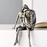 Casablanca Skulptur - Dekofigur Couple - Paar - Polyresin - Farbe: antik-Silber Höhe 25 cm