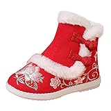 FGUUTYM Winterschuhe Kinder Baumwollschuhe Schneestiefel Embroidery Kinderstiefel Schlupfstiefel MäDchen Stiefeletten Winter Warme Baumwollstiefel Thermoschuhe Rutschfest Thermostiefel