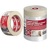 Kip Tape 205-47 Feinkrepp – Professionelles Malerkrepp – Imprägniertes Abdeckband zum Streichen & Lackieren – 48mm x 50m & Tape 232-54 Feinkrepp-Masker – Abdeckfolie mit Kreppband – 550mm x 33m