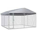 vidaXL Outdoor Hundezwinger mit Überdachung 382x382x225 cm Hundehütte Hundekäfig