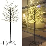 Randaco LED Kirschblütenbaum 150cm Lichterbaum 160 LED Kirschbaum 8 Leuchtmodi LED Baum Warmweiß LED-Weihnachtsbaum Weihnachtsdeko für Innen und Außen