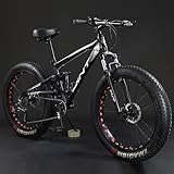 Qian Fat Bike 26 Zoll Mountainbike Fahrrad vollgefedertes Fahrrad mit großem Reifen Fully Schwarz