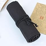 ROOGU Schülermäppchen Schlamperrolle Stift Etui Federtasche Make up 72 Halter (schwarz durchgehend)