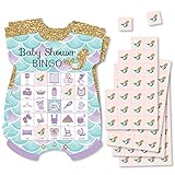 Big Dot of Happiness Lass Uns Meerjungfrauen Sein – Bild-Bingo-Karten und Marker– Baby-Dusche geformtes Bingo-Spiel – Set of 18 Mehrfarbig