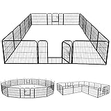 Yaheetech 16-teilig Welpenlaufstall Freigehege mit 2 Türen, Welpenzaun für Hunde je Panel 80 x 60 cm