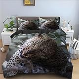 Bettwäsche 200x220cm schwarzer Panther Mikrofaser Bettwäsche-Sets - mit Reißverschluss, Hypoallergen Bettbezug mit 2 Kissenbezug 80x80 cm fur Erwachsene Jugend Kinder