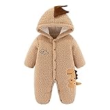 Cawndilla Baby Fleece Schneeanzug Jumpsuit Mit Kapuze, Neugeborenes Flanell Strampler Wärme Junge Mädchen 0-3 Monate