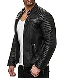 Redbridge Herren Jacke Kunst- Lederjacke Bikerjacke Biker Übergangsjacke M6013 AIR, Schwarz, XL