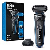 Braun Series 5s Rasierer Herren, Elektrorasierer mit 3 flexiblen Klingen, Präzisionstrimmer, 50 Min Laufzeit, EasyClick Aufsätze, Wet&Dry, B1200s, blau