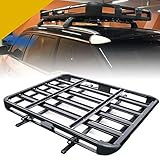 Aluminium Dachträger Universal Auto Gepäckträger, Schwarz Korb Dachgepäckträger Auto Groß Dachkorb, Auto Gepäckkorb Dachbox Wanne Fracht Relingträger Car Luggage Rack Basket 127*97 cm