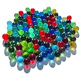 FAIRY TAIL & GLITZER FEE 100 Stück Bunte Glasmurmeln blau klar dunkelblau Murmeln 16mm Glas-Steine Murmel Vasen-Füllungen Blaue Murmeln Glitzersteine Dekoschalen Murmelspiel Glas