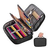 Große Federmäppchen, Mäppchen 72 Slots Mäppchen Portable Federmappe Organizer Schule Bleistifte Organizer, Große Kapazität Bleistift Beutel AbnehmbarMaeppchen für Erwachsene, Schwarz