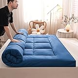 Winter-Futon-Matratze Aufrollbare Bodenmatratzen Japanische Dicke Tatami-Matte Tragbare, Zusammenklappbare, Gesteppte Isomatte Bettkissen Für Studentenwohnheime ( Farbe : Blau , Größe : 90x200cm )