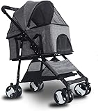 Haustier-Kinderwagen für kleine mittelgroße Hunde/Katzen, 3-in-1-Hundewagen, günstiger/Haustierkoffer/Autositzwiege, Abnehmbarer Korb, kräftiger Edelstahlrahmen, stark und langlebi