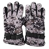 INOOMP 1 Paar Camouflage Digital Reithandschuhe Finger Full Touch Winddichter Baumwollschirm Wandern Unisex Fahrradzubehör Geschenke Radfahren Winter Thermal Mountain Wasserdicht