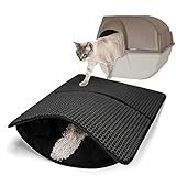 iheyfill Katzenklo Matte, Katzenstreu Matte 60 x 42 cm Faltbarer Katzenklo Unterleger,Waben Design Katzenklo Vorleger wasserdichte Doppelte Schichte Entwurf Katzenmatte Katzentoilette Vorleger