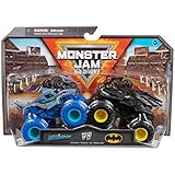 Monster Jam - Original Monster Jam Zweier-Pack mit dem Batmobil vs. Megalodon - authentischen Monster Trucks im Maßstab 1:64