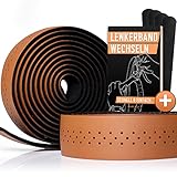 Kellago Lenkerband Rennrad Leder [ MIT VERBESSERTE DÄMPFUNG ] inkl. E-Book & 4x Klebestreifen - Rennrad Lenkerband schwarz/braun/weiß mit Lederoptik - Fahrrad Lenkerband