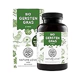 NATURE LOVE® Bio Gerstengras - Hochdosiert mit 1500mg je Tagesdosis - 180 Kapseln - Laborgeprüft und zertifiziert Bio, in Deutschland produziert