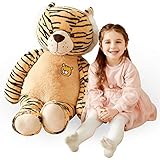 IKASA Groß Tiger Stofftier Riesentiger Plüschtier Gross Tiger Riesen Kuscheltier Riesige Stofftiere Groß Kuscheltiere Weich Plüsch Tier Spielzeug Süß Geschenk für Kinder (Braun, 78cm)