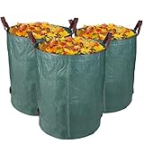 300L Gartensäcke 3er Set Selbstaufstellender, faltbar und Wiederverwendbar Gartensack, Stabil Wasserdicht UV-Beständig Laubsäcke für Gras Laub Gartenabfall…