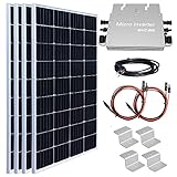 Gasolarxy Balkonkraftwerk 600W PV Anlage Komplett Sonnensystem 4pcs 150w Solarpanel mit 600w 220/230v Wechselrichter (600w-2)