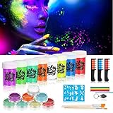 Creamify Leuchtfarbe 24 Stücke Neonfarben Bodypainting farbe Verwendet für karneval schminke Körperfarbe, Fluoreszierende Farbe Gesichtsfarbe kinderschminken Neon schminke 8 Farben