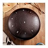 Handpan, Stahltrommeln, 12 Zoll Stahlzunge Drum Drum Healing Drum, 11 Noten C Keys Handpfanne Percussion Instrumente mit Drum Mallets Tragetasche tolles Geschenk, rot (Color : Brass)