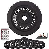 POWRX Hantelscheiben 2x7,5kg 2er Set Durchmesser 30mm / 31mm | Hantel Gewichte für Training mit Kurzhantel/Langhantel - Gusseisen Plates, Hantelgewicht, Bumper, Hantelset