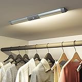 SIBI LED Licht mit Bewegungsmelder, USB Wiederaufladbar Schrankbeleuchtung, Augenschutz Design Kleiderschrank Beleuchtung, Stick an überall für Schrank, Treppen, Flur, Normales Weiß 4000K, 1 Stück