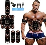 EMS Muskelstimulator Trainingsgerät,Smart Fitness-Gerät Bauchmuskel Trainingsmaschine,6 Modi & 10 Intensitäten,Wireless Portable Bauchgürtel Muskelaufbau ABS/Bauch/Arm/Bein