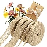 FYSL Juteband 5 Rollen Jute Band Vintage Geschenkband, Hessisches Stoffband für DIY Handwerk Weihnachten Deko Hochzeit Party Basteln Geschenkband(0,6 /1/1,5/2/2,5 cm)