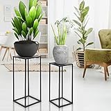 ML-Design Blumenständer im 2er Set, Schwarz, 20x60x20/30x70x30 cm, Moderne Blumentopfständer, Wetterfeste und robuste Pflanzenständer aus Metall, Blumentopfhalter 2-TLG, Blumenhocker Pflanztopf Deko