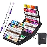 120 Filzstifte Doppelseitig, Ohuhu Dual Brush Pen Set Wasserbasis Pinselstifte Stifte Brush Pen für Handlettering Kalligraphie Zeichnung Manga Malbuch Stifte für Mandalas Für Kinder und Erwachsene