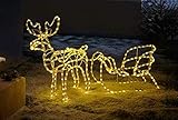 LED Deko “Rentier mit Schlitten”, 177 cm lang, Weihnachtsbeleuchtung für Draussen, Leuchtfigur